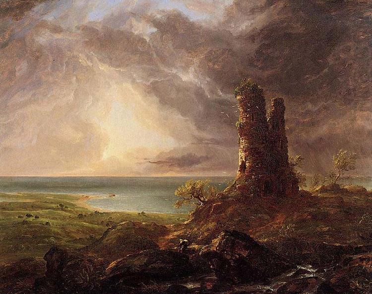 Romantic landscape with Ruined Tower, Thomas Cole